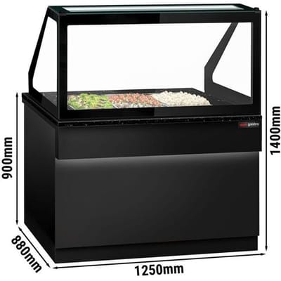 GGM Gastro Saladette TORONTO - 1250mm - schwarze Front - 2 Türen - für 3x GN 1/1 - schwarze Granit-Arbeitsplatte