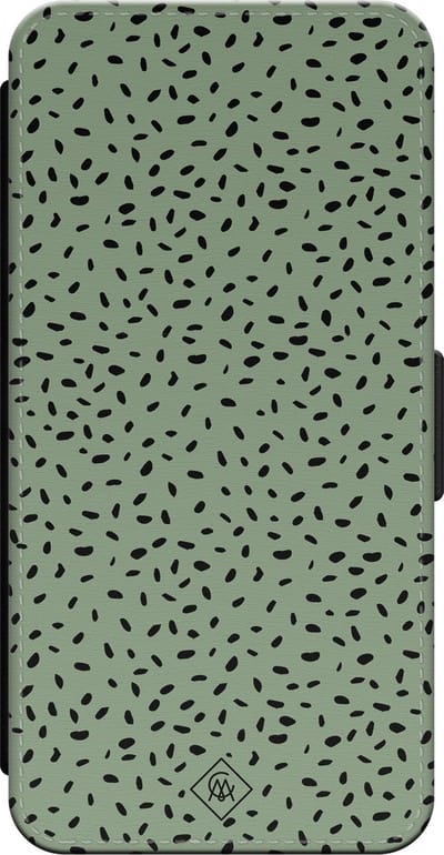 Casimoda® bookcase - Geschikt voor iPhone 15 - Hoesje met pasjeshouder - Green Confetti - Groen - Kunstleer