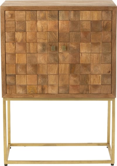 J-Line kast Nino Op Staander - metaal/mangohout - naturel/goud