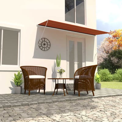 vidaXL - Luifel - uittrekbaar - 350x150 - cm - oranje - en - bruin
