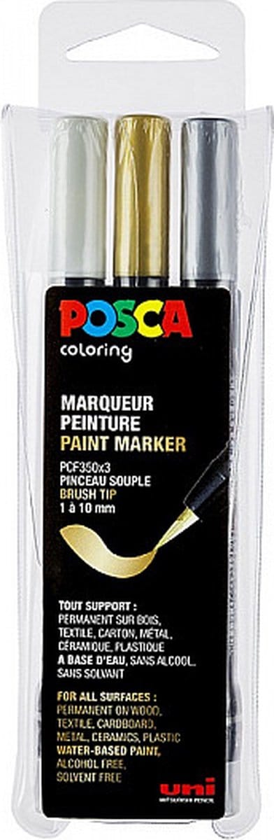 Posca stiften set PCF350 wit/zilver/goud