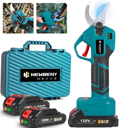 NewBeny Elektrische Snoeischaar - 35mm- Accu Snoeischaar - Takkenschaar - met 2× batterijen - Heggenschaar - Voor Snoeien van Takken & Heggen