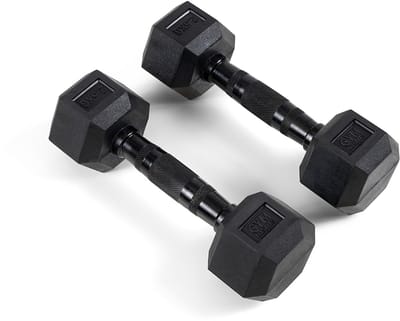 Gym Masters hexa Dumbbells 2,5 kg Set (2 stuks) – Hexagon Rubber Dumbbells – Zwart