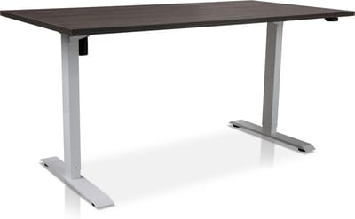 Zit-sta bureau elektrisch verstelbaar - MRC EASY | 160 x 80 cm | inclusief stekkerdoos en kabelklemmen | frame wit - blad bruin eiken