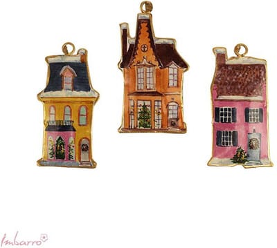 Imbarro - Decoratieve hangers 'Houses Aida' (Set van 3) - Kerst
