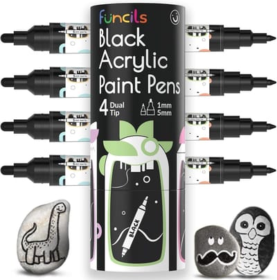 Dubbele Punt Zwarte Acrylverf Pennen