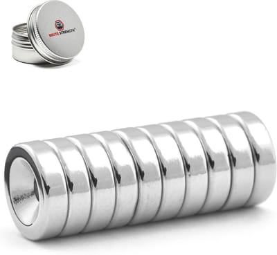 Brute Strength - Super sterke ring magneten - Rond - 15 x 4 mm met 4 mm gat - 10 Stuks - Ringmagneten - Neodymium magneet sterk - Voor koelkast - whiteboard