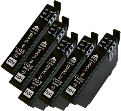KATRIZ® huismerk inkt voor Epson 604XL / T604XL / 604 Zwart ( 5 stuks) |Geschikt printer model Epson Expression Home XP-2200/ XP-2205 / XP-3200 / XP-3205 / XP-4200 / XP-4205 /Epson WorkForce WF-2910DWF / WF-2930DWF / WF-2935DWF / WF-2950DWF
