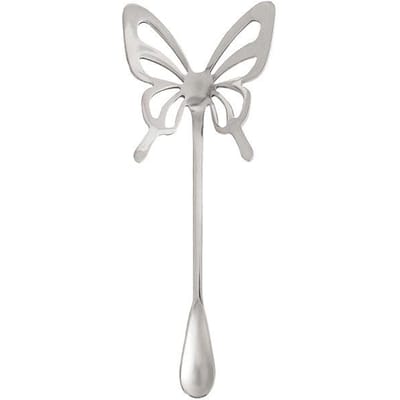Mini cuillère à café en acier inoxydable avec nœud papillon en forme de cœur, pour thé, dessert, couleur or, argent, à suspendre, couverts plats, vente chaude