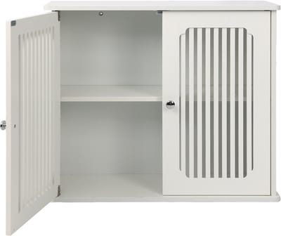 Wandkast Badkamer - Hangkast - Medicijnkastje - Opbergkast - Louvre Deuren - Vochtbestendig - Ruimtebesparend - Wandmontage - Badkamer - 60x20x52 cm - Opbergen - Wit