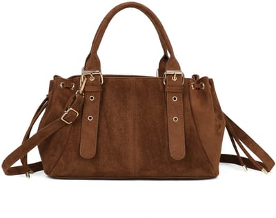 Gallantry® Dames Handtas – Suède Schoudertas met Afneembare Band – Ruime Tas met Binnenvakken – Bruin