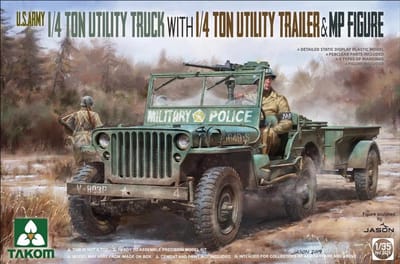 Takom Modelbouwpakket Militaire voertuigen - 2126 U.S. Army 1/4 Ton Utility Truck w/Trailer and Figure Plastic - 1:35 - Modelbouw