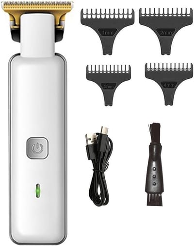 Haarknipper Mannen - Baard Trimmer - Thuis Kapsel Maken - Verstelbare Snijlengte - 6 Opzetkammen - Wit