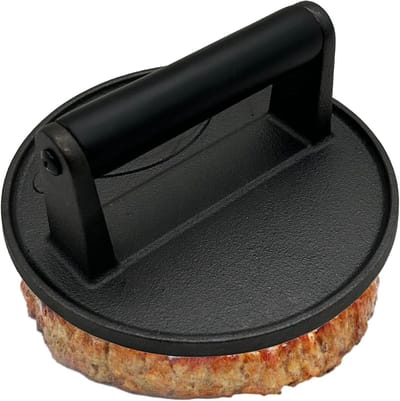 Burgerpers Gietijzer - Vleespers Grill - Perfecte Burgers - Hittebestendig Handvat - 165 cm Diameter