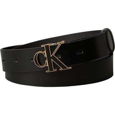 Calvin Klein Round Buckle 30mm Belt Black/antique Light Gold Taglia: 65 | Cinture Outlet | Donna | Giallo