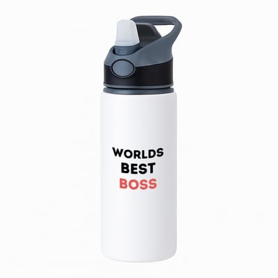 Hacebo® - worlds best boss waterfles met rietje zwart - Baas - de beste baas - collega's - werknemers - verjaardagscadeau - verjaardag - cadeau - afscheidscadeau - geschenk - leuke cadeau - kado - gift - water fles - 650ML
