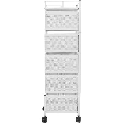 Roterend Opbergrek Koolstofstaal Draaibaar Gaasmanden Organizer met Wielen voor Fruit Groente