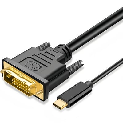 MMOBIEL USB-C naar DVI Kabel Adapter - Mannelijk USB-C naar Mannelijk DVI-D Dual Link Converter voor Monitor, TV, Projector - 1080p Full HD 60Hz - Goud - 1,8 m