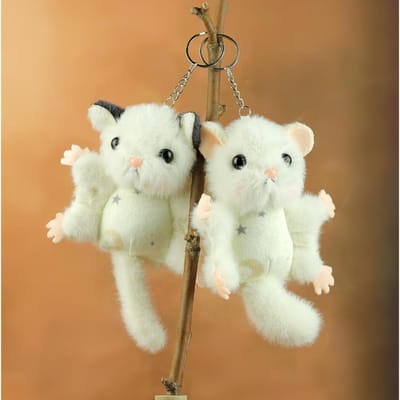 12cm Nieuwe Vliegende Eekhoorn Pluche sleutelhanger Speelgoed Suikereekhoorn Kleine pop Tas Bedel cadeaus white