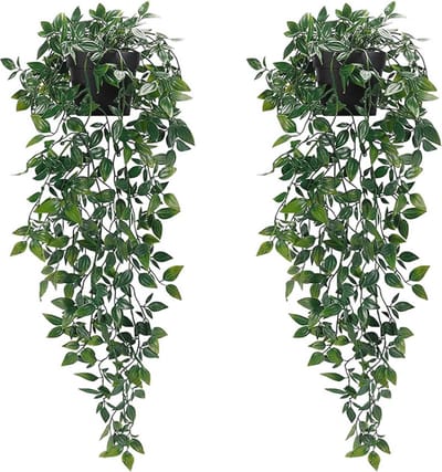 Kunstmatige Hangplanten Set van 2 - Realistische Faux Klimop in Potten voor Binnen en Buiten