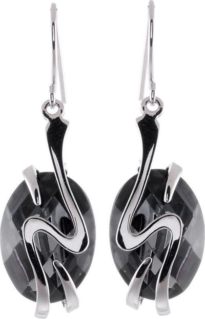 Behave - Oorbellen dames zilverkleur antraciet glas - avondjurk stijl