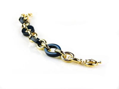model Marilyn Monroe armband in brons goudkleurige schakels met blauwe resin