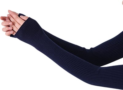 Nivard Armwarmers - Polswarmers - Armwarmers Dames - Duimopening - Wol - Armstukken - Winter - Donkerblauw - Elastisch