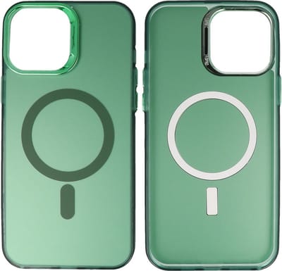 Magsafe Hoesje Geschikt voor iPhone 12 Pro Max - Magnetisch Smartphone Hoesje - Donker Groen