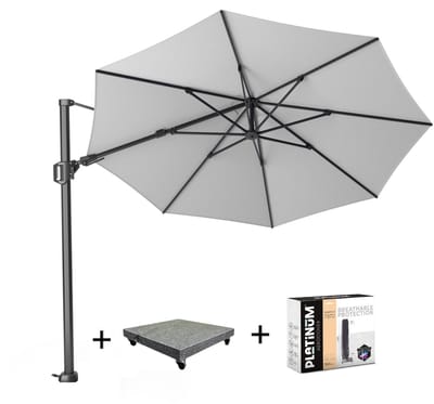 Challenger T2 zweefparasol 350 cm rond wit met 90KG voet en hoes