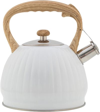 Fluitketel RVS - Waterkoker - Water Koken - Luid Fluit Signaal - 3.5 Liter - Wit
