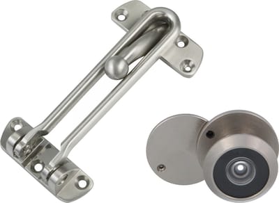 AMIG deurbeveiliging set - kierstandhouder met deurspion - mat zilver - deurdikte 15 tot 25mm