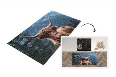 Keukenloper - Loper keuken - Schotse hooglander - Bomen - Berg - 120x60 cm - Keukenloper vinyl