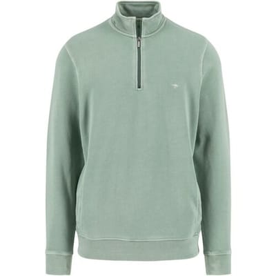 Fynch-Hatton Trui Sweat Troyer Zip Garment Dyed Fern / male
