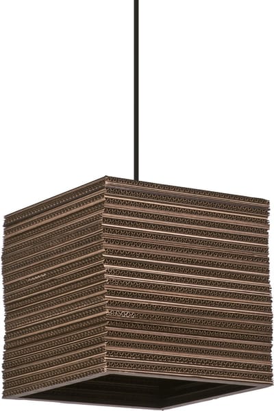OSRAM hanglamp Decor Karton Vierkant bruin van golfkarton, licht, E27, 250 mm diameter , lampenkap van gerecycled materiaal, duurzaam dankzij vervangbare lichtbron, eenvoudig te installeren