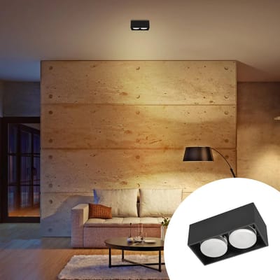 LED's Light Cube LED Plafondlamp - 2 lichtpunten - Draaibaar licht - Staal - 20 x 8 cm - Zwart - Gx53 ledlamp - Plafonniere - Plafonnieres - Plafoniere slaapkamer - Plafondlampen - Badkamerlamp - Plafond lamp