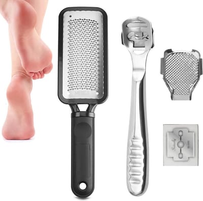 Professionele Pedicure Voet RVS Scrubber voor Harde Huid - 2-in-1 Voetverzorgingstem