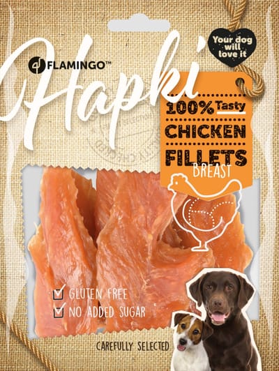 Flamingo Hapki -Hondensnack Dried Chicken Breast 170 gr - glutenvrij - geen toegevoegde suiker