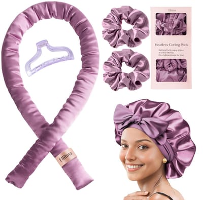 Nivard Zijden Slaapmuts - Satijnen Nachtmuts - Silk Bonnet - Sleep Cap - Haarverzorging - Satin - Verstelbaar - Voor Zacht & Stralend Haar - 5-Delige Set - Paars