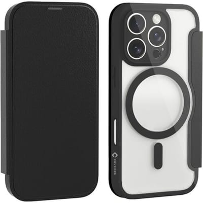 Coverzs Magsafe bookcase geschikt voor iPhone 16 Pro Max - Compatibel met magsafe - Book case en Back Cover - Magnetisch uitneembaar - Beschermhoes met pasjeshouder
