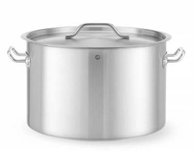 HENDI Kookpan met deksel - roestvast staal en aluminium - sandwichbodem - diameter 40 cm, hoogte 26 cm, 32 liter - zilverkleurig - voor alle warmtebronnen, horeca