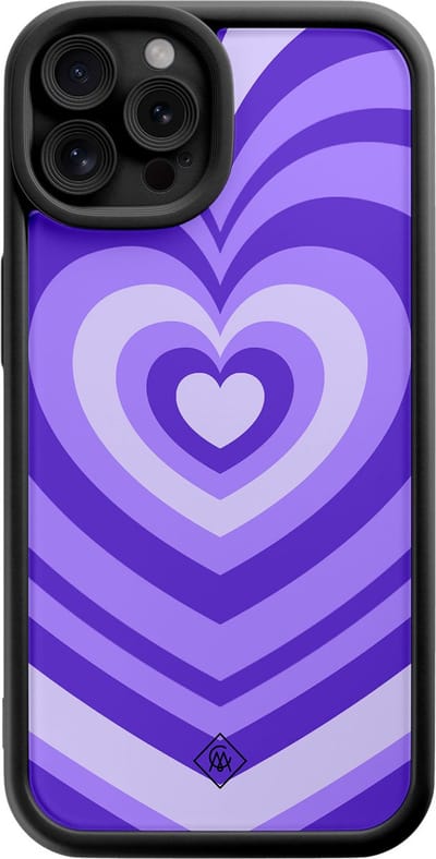 Casimoda® hoesje - Geschikt voor iPhone 12 Pro - Hart Swirl Paars - Effen telefoonhoesje met lensbescherming - TPU - Backcover - Paars