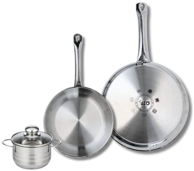 Set van 2 Koekenpannen 24 en 28 cm en 1 braadpan 12 cm Elo Profi Brillant