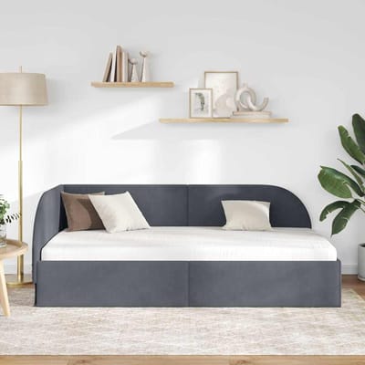 vidaXL - Hoek - Bed - Frame - Donkergrijs - 80 - x - 200 - cm - Fluweel