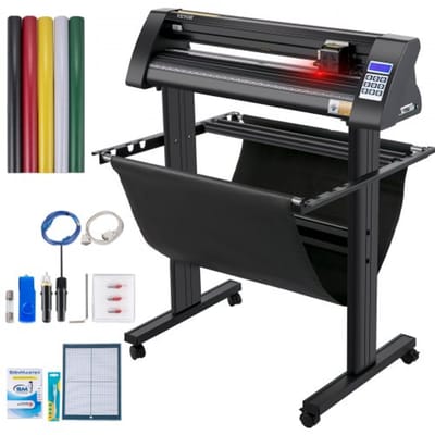 VEVOR Vinyl Snijplotter, 870mm Snijplotter Machine, LEDscherm Vinyl Cutter Plotter, Semi-automatisch Ingebouwd Optisch Oog Lasergeleiding, Compatibel met SignMaster-software voor Windows met Standaard