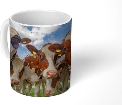 Mok - Koffiemok - Koeien - Dieren - Weiland - Natuur - Mokken - 350 ML - Beker - Koffiemokken - Theemok