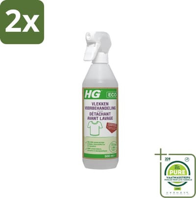 HG ECO - Vlekken Voorbehandeling - Duurzame Vlekkenverwijderaar - 500 ml - Voordeelverpakking - 2 stuks - Vlekkenverwijderaar - Ecologische schoonmaak