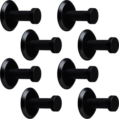 8 stuks SOTECH kapstokhaken Talea RVS zwart gepoederlakt lengte: 33 mm incl. plaatje en bevestigingsset