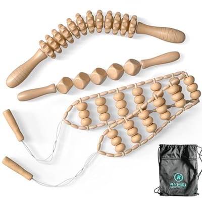Massageroller Set van Hout - 3-delige Anti-Cellulitis en Fascia Massageapparaat voor Rug, Benen en Nek