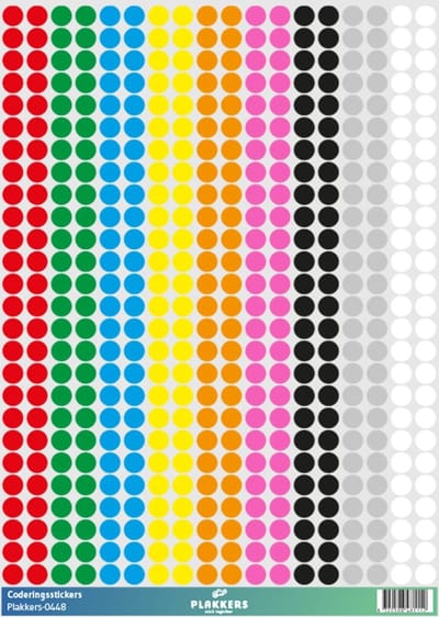 Coderingstickers 468 stuks 9 kleuren - Labelstickers