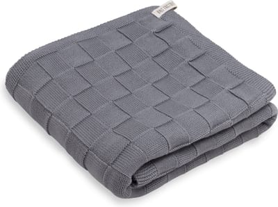 Knit Factory Gebreide Badhanddoek Ivy - Handdoek - Strandhanddoek - Med Grey - Grijs - 70x140 cm - Katoen